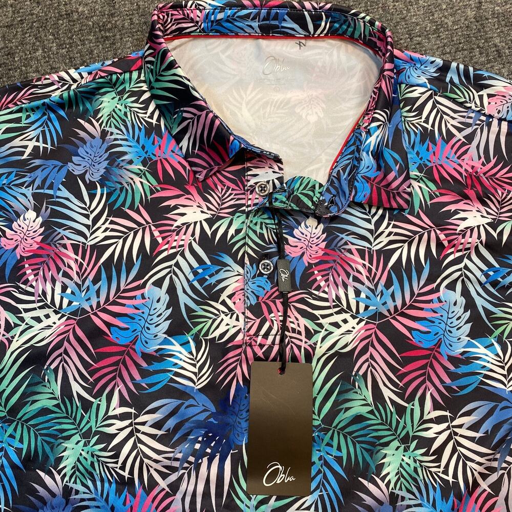 NEW with tags OBLA mens Hawaiian Performance golf polo shirt Mens Large UPF 50+ - Picture 3 of 8